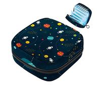 Outer Space Planets Alien Earth - Bolsa de almacenamiento para servilletas sanitarias, bolsa de almohadilla menstrual portátil con cremallera para adolescentes, niñas, mujeres y mujeres