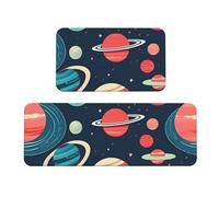 Outer Space Planets - Tapete de cocina de 2 piezas, tapete de espuma cómodo para cocina, hogar, oficina, antideslizante
