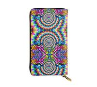 Outer Space Solar System - Cartera de cuero de gran capacidad para mujer, tarjetero, cartera de cuero para hombre y mujer, Mandala abstracto hongo colorido, Talla única, Classic