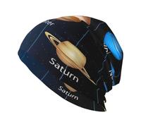 Outer Space Solar System - Sombreros clásicos de invierno para hombres, mujeres sin aleros, forro cálido acolchado, regalos para padres y amigos., Negro, Talla única
