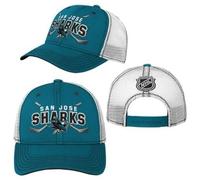 Outerstuff Lockup Meshback Ajustable NHL Junior Gorra, Cian y blanco, San José Shk., Talla única