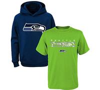 OuterStuff NFL Sudadera con capucha y camiseta con logo primario de rendimiento de poliéster 8-20 para jóvenes, 2 unidades, XL , Seattle Seahawks