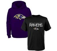 Outerstuff NFL Sudadera con Capucha y Camiseta con Logo primario de Rendimiento de poliéster 8-20 para jóvenes, 2 Unidades, XL, Baltimore Ravens