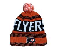 OUTERSTUFF NHL Kids Youth 8-20 Tall Size Color Logo primario Tech Sports Tech Knit Hockey Hockey Pom Beanie Hat - Philadelphia Flyers - Naranja