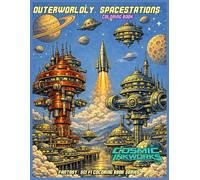 Outerworldly Spacestations: a sci-fi fantasy coloring book for adults