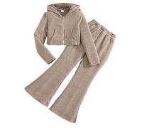 Outfits De 2 Piezas NiñAs Crop Tops Sudaderas Manga Larga Y Pantalones Deslumbrados Conjunto Ropa De OtoñO CóModa para NiñAs (Grey, 10-11 Years)