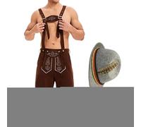 Outfits Men, Traditional Bavarian Trousers Disfraz, Adjustable Embroidered Suspenders Set, Durable Faux Lederhosen, For Beer Festival German Events Family Party Fathers Boyfriends