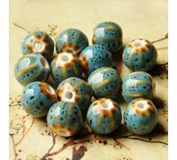 OUTFYT Cuentas de Porcelana con patrón de sandía, 12MM, 60 uds., Cuentas de cerámica Redondas Hechas a Mano para Hacer Joyas, Pulseras, Cuentas espaciadoras, Manualidades