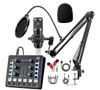 OUTFYT Paquete de Estudio de grabación BM-800 con Cambiador de Voz, Tarjeta de Sonido en Vivo - Interfaz de Audio,Compatibilidad Universal