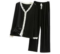 OutFyt Pijamas De Mujer Conjunto De Pijama para Mujer, Modal, Clásico, con Botones, para Dormir, Camisones, Ajuste Elástico, Mangas Largas, Pijamas Suaves, Conjuntos De Pijamas con Bolsillos y Cor