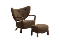 OUTIFUOTPP Silla De Sofá Madera Maciza Estilo Medio, Ocio, Nórdica for Sala Estar Y Balcón, Individual(Chair-Footstool-C)
