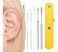 Outil de nettoyage des oreilles - Outil professionnel pour enlever le cérumen avec sac de rangement en PU - Nettoyant pour cerumen, cadeau pour la famille, les amis, les adultes et les