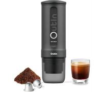 OutIn Nano Máquina de café espresso eléctrica portátil, Space Gray | Cafetera de viaje para camping, cafetera de coche con autocalentamiento USB-C, con café molido y cápsula NS