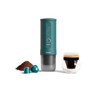 OutIn Nano Máquina de café espresso eléctrica portátil, Teal | Cafetera de viaje para camping, cafetera de coche con autocalentamiento USB-C, con café molido y cápsula NS
