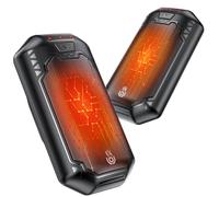 OUTJUT Calentador de Manos 2 Packs, 6000mAh Calentador de Manos Reutilizable, USB Calentador de Manos 3 Modos de Calor Rápido 2S, Regalo Ideal para Deportes al Aire Libre, Invierno Camping(Negro)