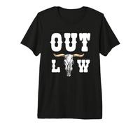 Outlaw Bull Skull Western Cowboy Longhorn Wild West Camiseta Premium