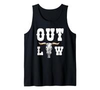 Outlaw Bull Skull Western Cowboy Longhorn Wild West Camiseta sin Mangas