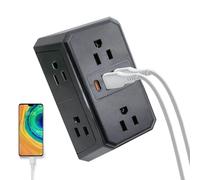Outlet Extender - Six Wall Splitter, Multiple Plug Adapter, Charging USB, Home Travel Dorm School Supplies, Hotel Business Trip Accessory, White Socket Power Expander