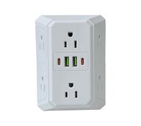 Outlet Power Hub - USB Charging Station for Phones | 6 Outlet Design with Safe Surge Protection, Portable Plug Extender, Convenient Device Charging for Hotel Business Trips