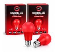 OUTLET PRODUCTOS 1000 Bombilla Luz Roja E27 para Dormir y Melatonina | Pack 2 Bombillas LED de 7W Nocturnas 634nm sin Luz Azul | Luz Roja Bebé, Descanso y Biohacking | Anti Flicker (7, Vatios)