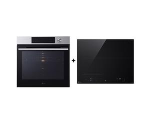 Outlet set: Horno LG Instaview 76 litros Cocina Vapor y Freidora de Aire y Placa de indución 59cm Dual Flex - WSCB7557.OUTLET