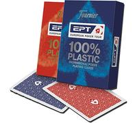 Outletdeloci Pack 2 Barajas Poker European Tour EPT. 55 Cartas. 100% plastico Lavable. 1 Roja y 1 Azul.