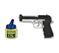 Outletdelocio Pack Pistola Airsoft M92F metálica. Calibre 6mm. + Funda portabalines + Biberon 1000 Bolas. 47732/23054/21993