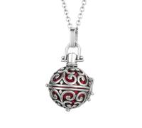 OUTLETISSIMO® Collar con colgante llamador de ángeles bola mexicana, esfera roja, 2,6 cm, cadena 70 cm, UN11, Sin níquel, No es una piedra preciosa