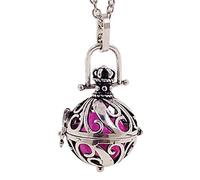OUTLETISSIMO® Collar con colgante llamador de ángeles, bola mexicana, esfera rosa de 2,6 cm, cadena de 126 cm, ET84