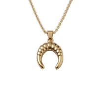 OUTLETISSIMO® Collar dorado para mujer con colgante de media luna dorada con cuerno invertido, cadena ajustable ET314