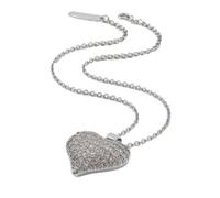 OUTLETISSIMO® Collar para mujer de color plateado con colgante de corazón abombado y pavé de cristales luminosos ET300