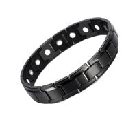 OUTLETISSIMO® Pulsera magnética para hombre de acero inoxidable negro, pulsera terapéutica ajustable con imanes de alta potencia S118