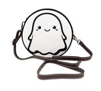 Outline Of A Cute Ghost - Bolso cruzado redondo de piel para mujer