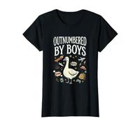 Outnumbered by Boys Funny Mom Boy Goose Motherhood Women Camiseta