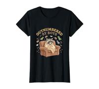 Outnumbered by Boys Funny Mom Boy Raccoon Motherhood Women Camiseta