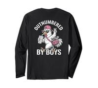 Outnumbered by Boys Mom of Boys Football Mom Funny Chicken Manga Larga