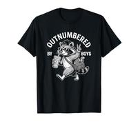 Outnumbered by Boys Mom of Boys Funny Mom Raccoon Humor Joke Camiseta