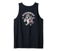 Outnumbered by Boys Mom of Boys Funny Mom Raccoon Humor Joke Camiseta sin Mangas