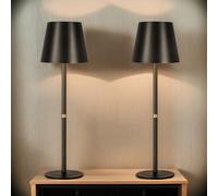 OUTON 2 Lámparas de Mesa LED Sin Cable con Batería - Dimmable, 3 Temperaturas (2700K-6500K), Recargable USB-C 4000mAh, IP54 Resistente, 6h Duración - Ideal para Interior/Exterior & Regalos, Negro