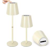 OUTON 2 Lámparas de Mesa LED Sin Cable con Batería - Dimmable, 3 Temperaturas (2700K-6500K), Recargable USB-C 4000mAh, IP54 Resistente, 6h Duración - Ideal para Interior/Exterior & Regalos, Beige
