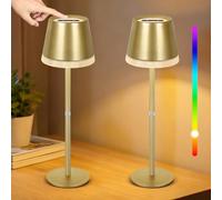 OUTON Lámpara de Mesa Inalámbrica con 3 Modos de Luz y RGB, LED Recargable con Control Táctil, Regulable y Memoria, Impermeable IP54 para Dormitorio, Bar y Café, Oro