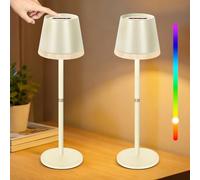 OUTON Lámpara de Mesa Inalámbrica con 3 Modos de Luz y RGB, LED Recargable con Control Táctil, Regulable y Memoria, Impermeable IP54 para Dormitorio, Bar y Café, Beige