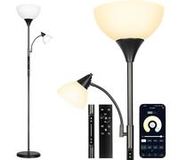 OUTON Lampara de Pie Regulable con Control Remoto y APP, Lámpara de Lectura Moderna, 4 Temperaturas de Color, Incluye 2 Bombillas LED, Adecuada para Sala de Estar, Dormitorio, Oficina, Negro