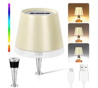 OUTON Lámpara para Botellas Sin Cable Recargable RGB & 3 Tonos, Luz Regulable Táctil, Batería 4000mAh, Lámpara Inalámbrica con Pantalla, IP54 Interior/Exterior, Beige