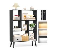 OUTONLIFE Estantería de 7 Cubos con Luces LED, Control Táctil y Remoto, Librería Moderna Independiente Regulable, Organizador de Madera para Salón, Dormitorio u Oficina