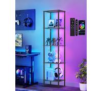 OUTONLIFE Lámpara de Pie RGB con Estantería, Regulable, Táctil & App & Mando a Distancia, Music-Sync, 16 Millones de Colores, Iluminación Ajustable, Estantería con Luz para Salón Dormitorio Oficina