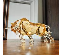 OUTOUR Estatua de toro de riqueza de Feng Shui, 8.7 pulgadas, acrílico ámbar, escultura de toro de pared, dinero, suerte, decoración para el hogar y la oficina, regalo de éxito empresarial, adorno