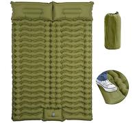 Outplea Almohadilla de Dormir Doble con Almohada, Alfombrilla de Camping autoinflable 10cm de Grosor con Bomba de pie integrada, colchón de Camping 2 Personas para Senderismo Viajes mochileros, Verde