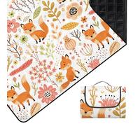 Outplea Animal Manta Picnic Impermeable 200 x 200 CM, Manta de Playa Portátil Lavable a Máquina, Alfombras de Picnic Ligero para Parque Jardín Barbacoa, Zorros