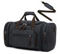 Outplea Bolsa de Viaje Expandible, 35-40L Bolsa de Viaje la Lona con Bolsillo múltiple, Grande Retro Weekender Bolsa de Deporte para Hombre, Negro